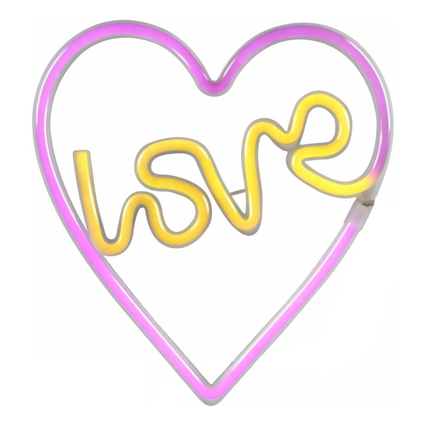 LED-Neon-Wanddekoration LOVE LED/3W/3xAA rosa