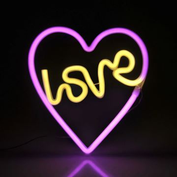 LED-Neon-Wanddekoration LOVE LED/3W/3xAA rosa