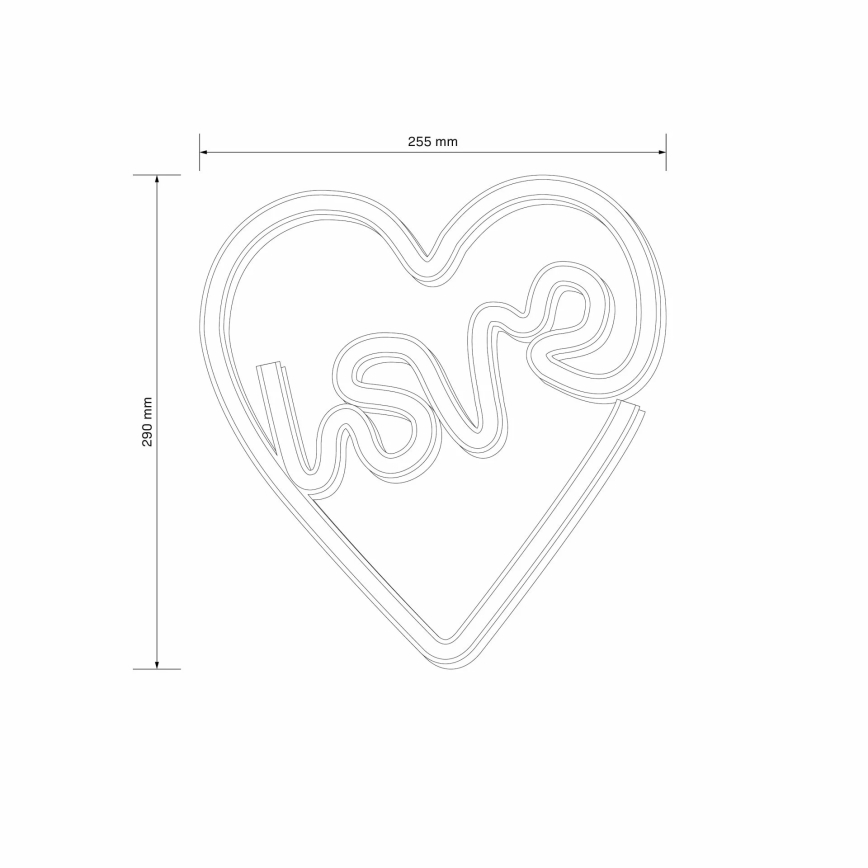 LED-Neon-Wanddekoration LOVE LED/3W/3xAA rosa