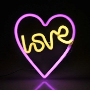 LED-Neon-Wanddekoration LOVE LED/3W/3xAA USB rosa