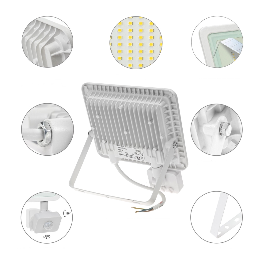 LED-Outdoor-Strahler mit Sensor NOCTIS LUX 2 LED/50W/230V 3000K IP44 weiß