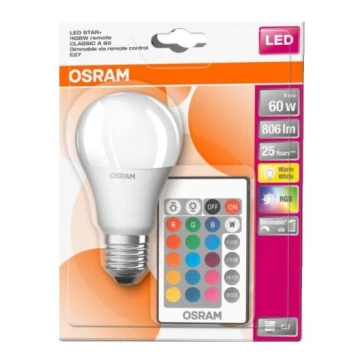 LED RGB dimmbare Glühbirne STAR+ A60 E27/9W/230V 2700K - Osram