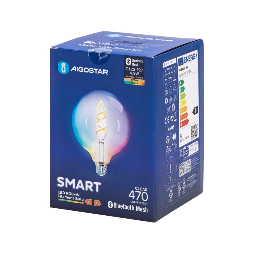 LED-RGBW-Glühbirne FILAMENT G125 E27/4,9W/230V 2700K - Aigostar