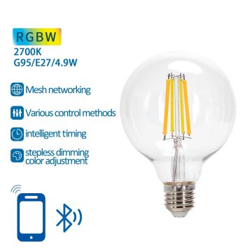 LED-RGBW-Glühbirne FILAMENT G95 E27/4,9W/230V 2700K - Aigostar