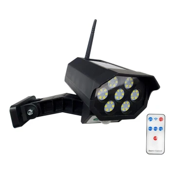 LED Solar-Überwachungskamera-Attrappe mit Sensor LED/3,7V IP44 schwarz + Fernbedienung