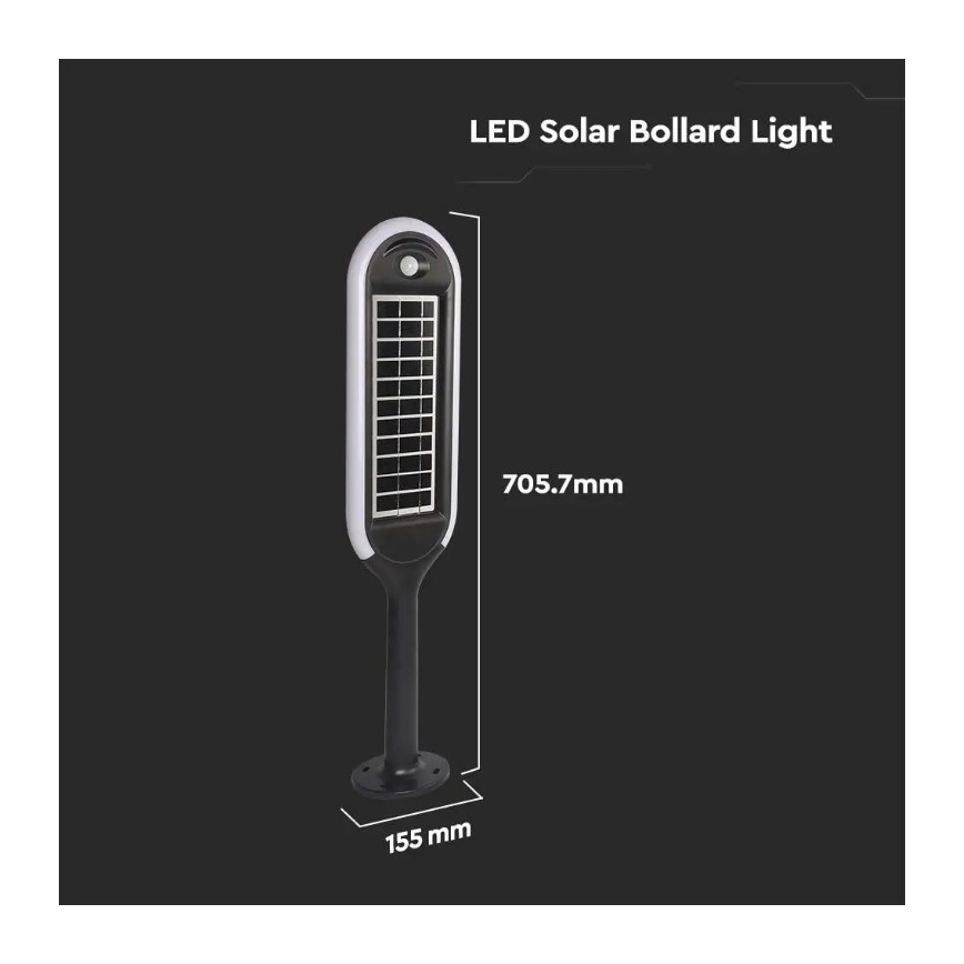 LED-Solarlampe mit einem Sensor BOLLARD LED/5W/5,5V 70 cm 4000K IP65