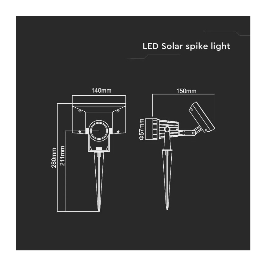 LED-Solarleuchte SPIKE LED/2W/5,5V IP65 4000K