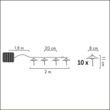 LED-Solarlichterkette 10xLED/1,2V 3,8 m IP44 deštníky