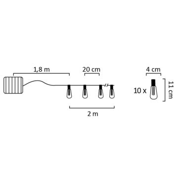 LED-Solarlichterkette EDISON 10xLED/1,2V 3,8 m IP44