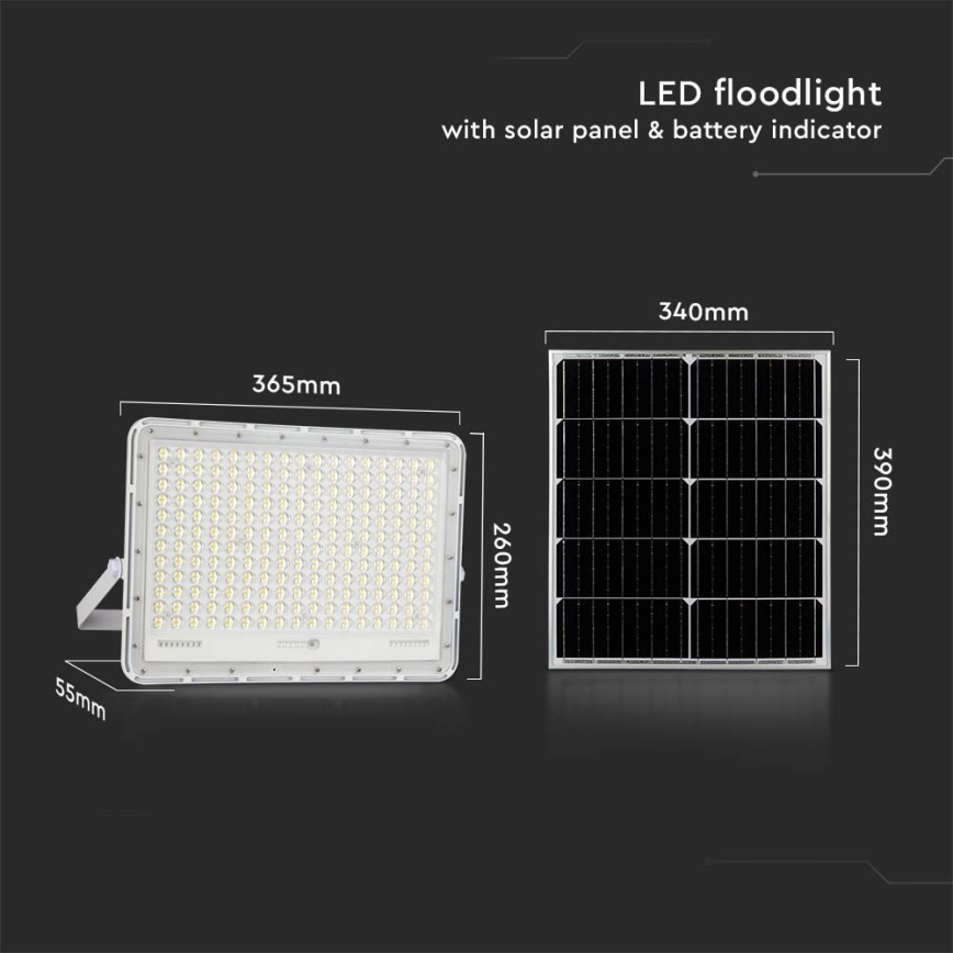 LED-Solarstrahler für den Außenbereich LED/30W/3,2V 4000K weiß IP65 + Fernbedienung