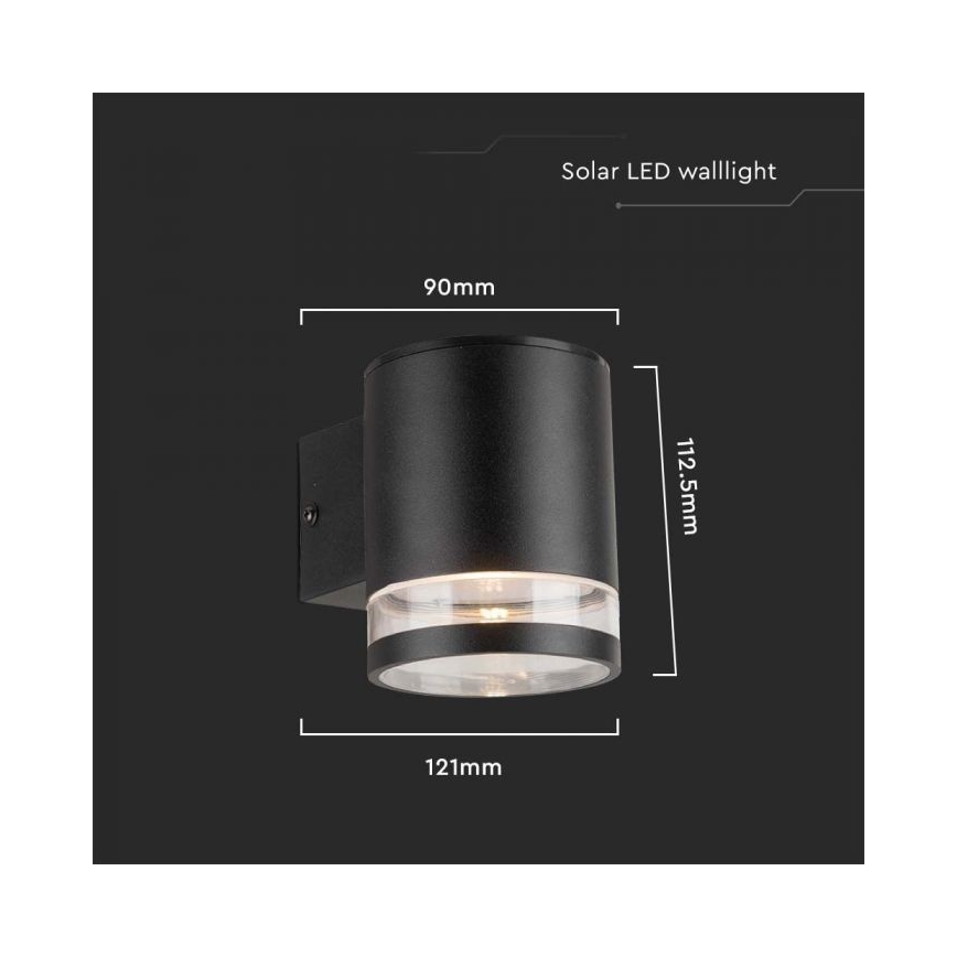 LED-Solarwandleuchte für den Außenbereich LED/1W/3,7V 3000K IP54 schwarz