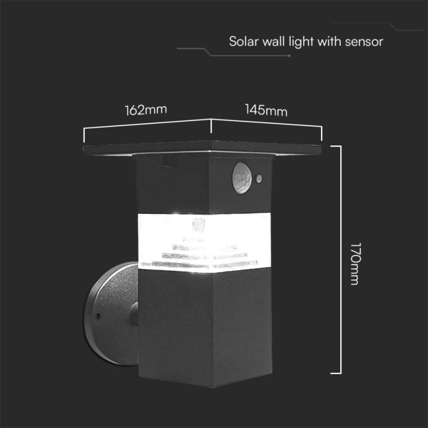 LED-Solarwandleuchte mit Sensor LED/2,5W/3,7V IP54 3000K