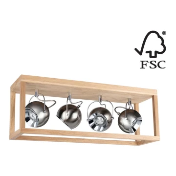 LED-Strahler ROY 4xGU10/5W/230V Eiche mattiert – FSC-zertifiziert