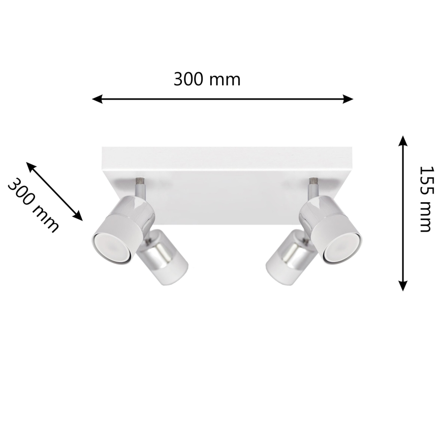 LED-Strahler TUBSSON 4xGU10/6,5W/230V weiß/glänzendes Chrom