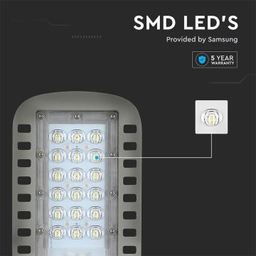 LED-Straßenleuchte SAMSUNG CHIP LED/30W/230V 6500K grau