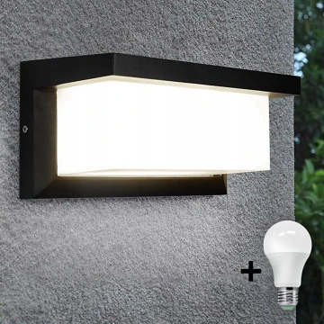 LED-Wandleuchte für den Außenbereich mit Glühlampe und Dämmerungssensor NEELY 1xE27/9W/230V IP54 schwarz