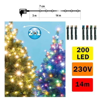 LED Weihnachtskette für Außen 200xLED/230V IP44