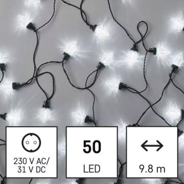 LED Weihnachtskette für Außen 50xLED/8 funkcí 14,8 m IP44 kaltweiß