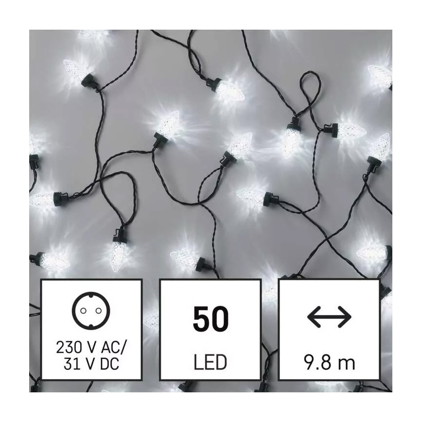 LED Weihnachtskette für Außen 50xLED/8 funkcí 14,8 m IP44 kaltweiß