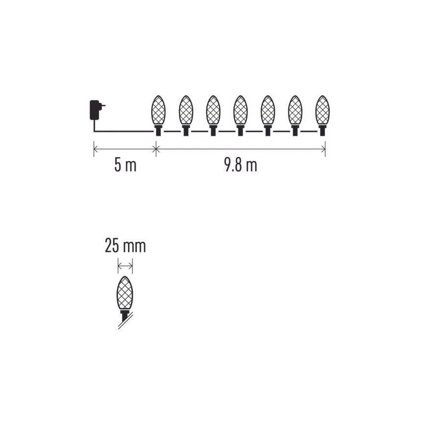 LED Weihnachtskette für Außen 50xLED/8 funkcí 14,8 m IP44 kaltweiß