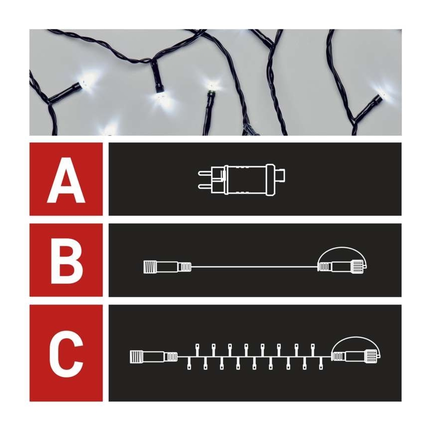 LED-Weihnachtskette für den Außenbereich 100xLED/15m IP44 kaltweiß