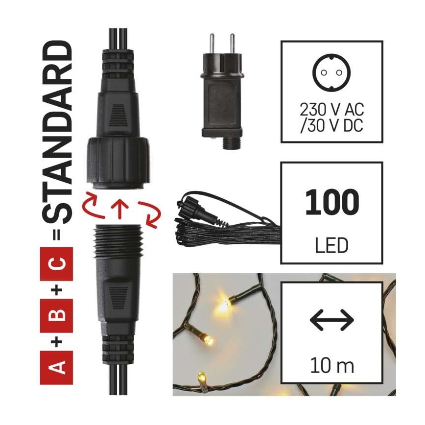 LED-Weihnachtskette für den Außenbereich 100xLED/15m IP44 warmweiß