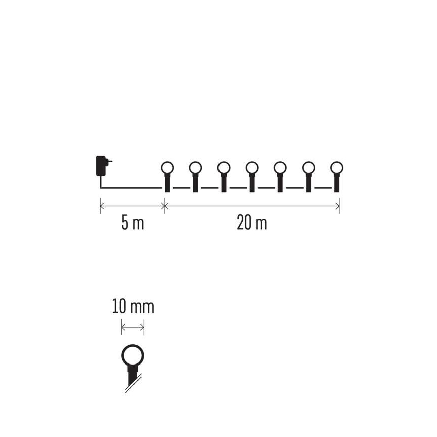 LED Weihnachtskette für den Außenbereich 200xLED/25m IP44 multicolor