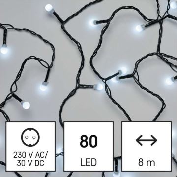 LED-Weihnachtskette für den Außenbereich 80xLED/13m IP44 kaltweiß