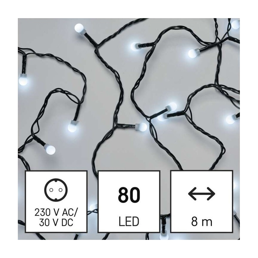 LED-Weihnachtskette für den Außenbereich 80xLED/13m IP44 kaltweiß