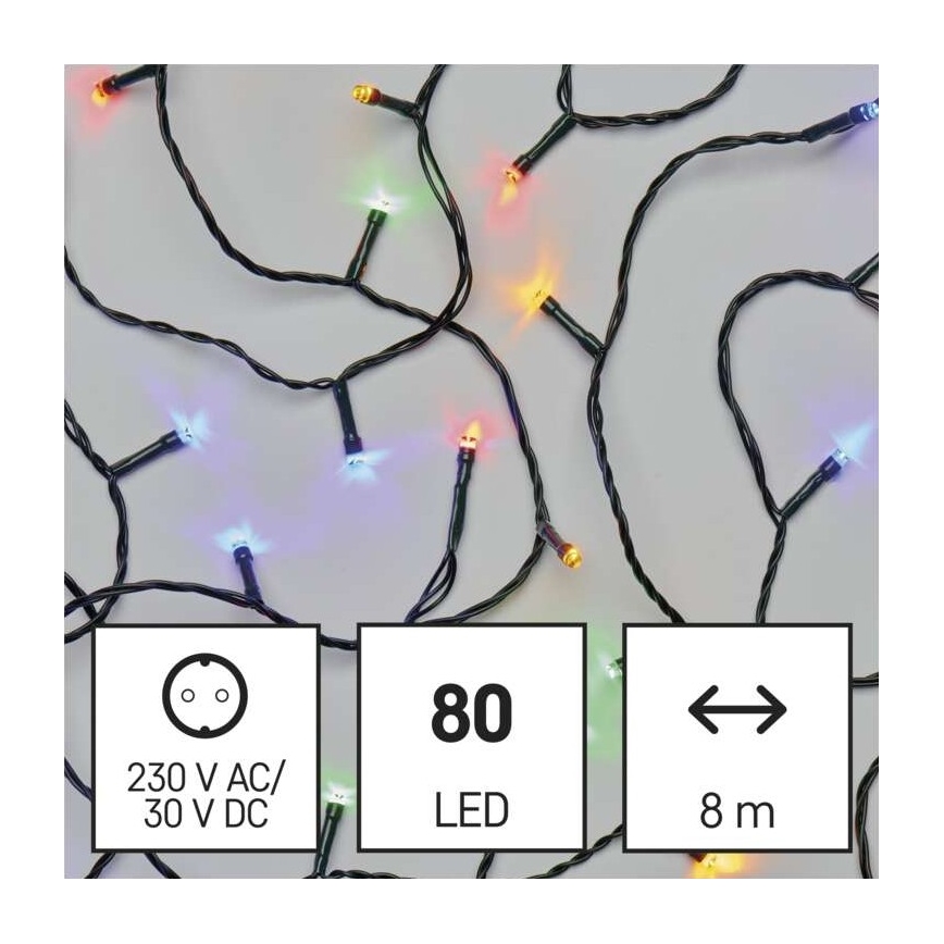 LED-Weihnachtskette für den Außenbereich 80xLED/13m IP44 multicolor
