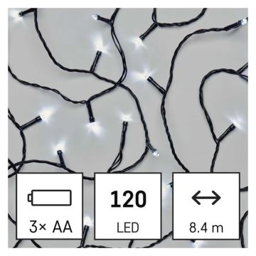 LED-Weihnachtslichterkette für den Außenbereich 120xLED/3xAA 8,9m IP44 kaltweiß