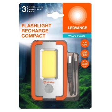Ledvance - Aufladbare LED-Handlampe mit einer Powerbank FLASHLIGHT LED/4W/5V 3000mAh IPX2