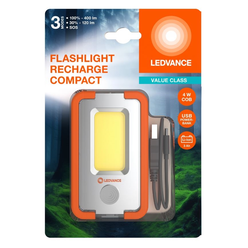 Ledvance - Aufladbare LED-Handlampe mit einer Powerbank FLASHLIGHT LED/4W/5V 3000mAh IPX2