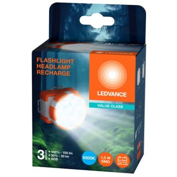 Ledvance - Aufladbare LED-Stirnlampe FLASHLIGHT LED/1,5W/5V 1200mAh