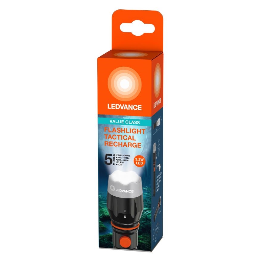 Ledvance - Aufladbare LED-Taschenlampe FLASHLIGHT LED/3,2W/5V 1500mAh
