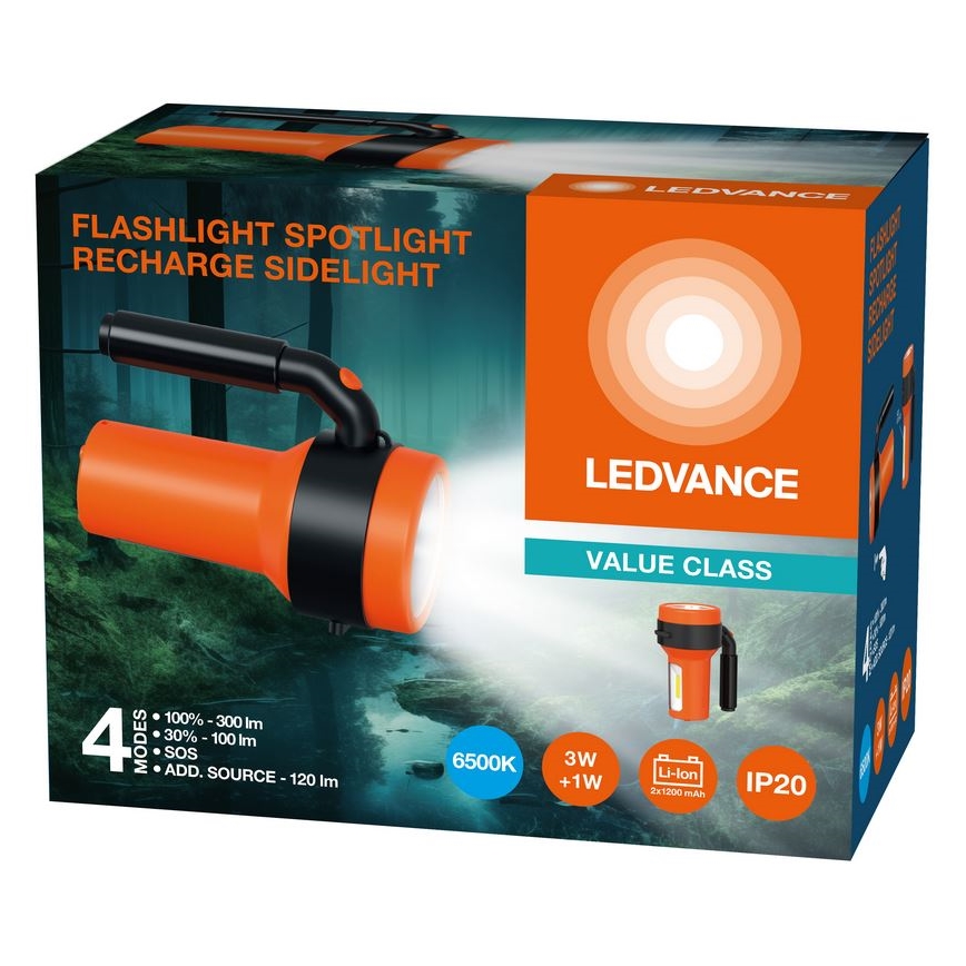 Ledvance - Aufladbare LED-Taschenlampe mit einer Powerbank FLASHLIGHT LED/3W/5V 2400mAh