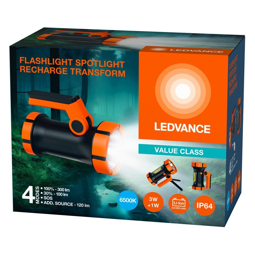 Ledvance - Aufladbare LED-Taschenlampe mit einer Powerbank FLASHLIGHT LED/3W/5V IP64 2400mAh