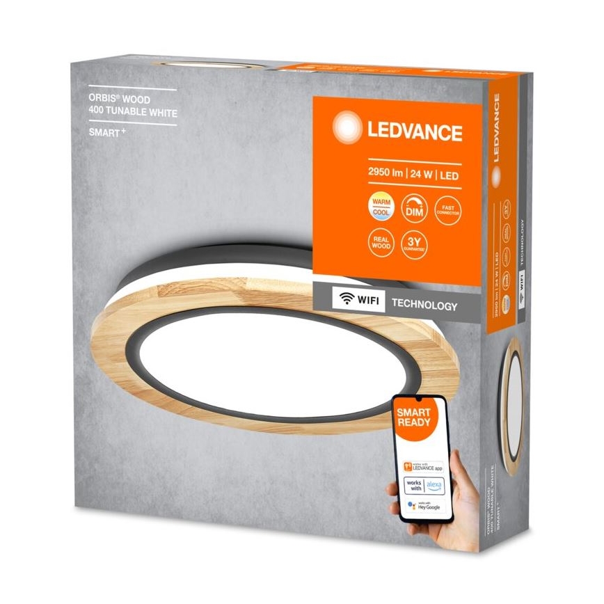 Ledvance - Dimmbare LED-Deckenleuchte SMART+ ORBIS WOOD LED/24W/230V 2700-6500K Eiche Wi-Fi