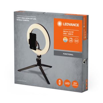 Ledvance - Dimmbare LED-Tischleuchte mit Gestell und Halterung für Vlogging LED/5,5W/USB 3000/4000/6500K