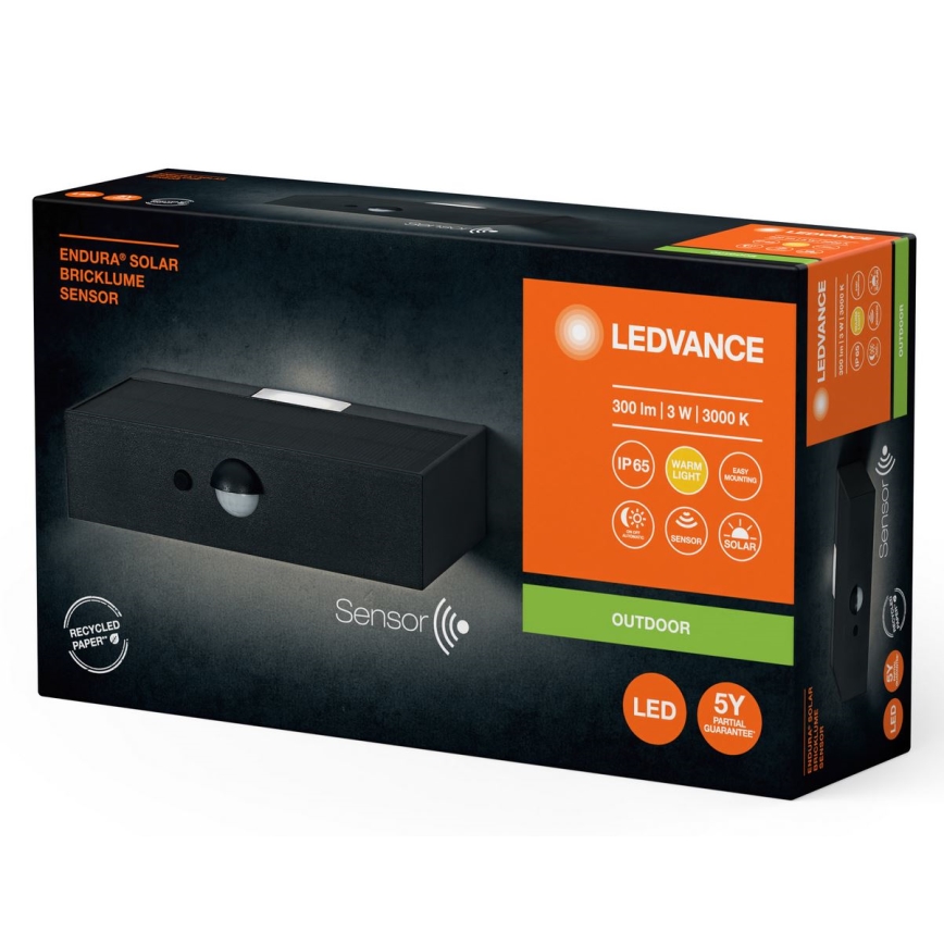 Ledvance - LED-Solarwandleuchte mit Sensor ENDURA SOLAR LED/3W/4,2V IP65