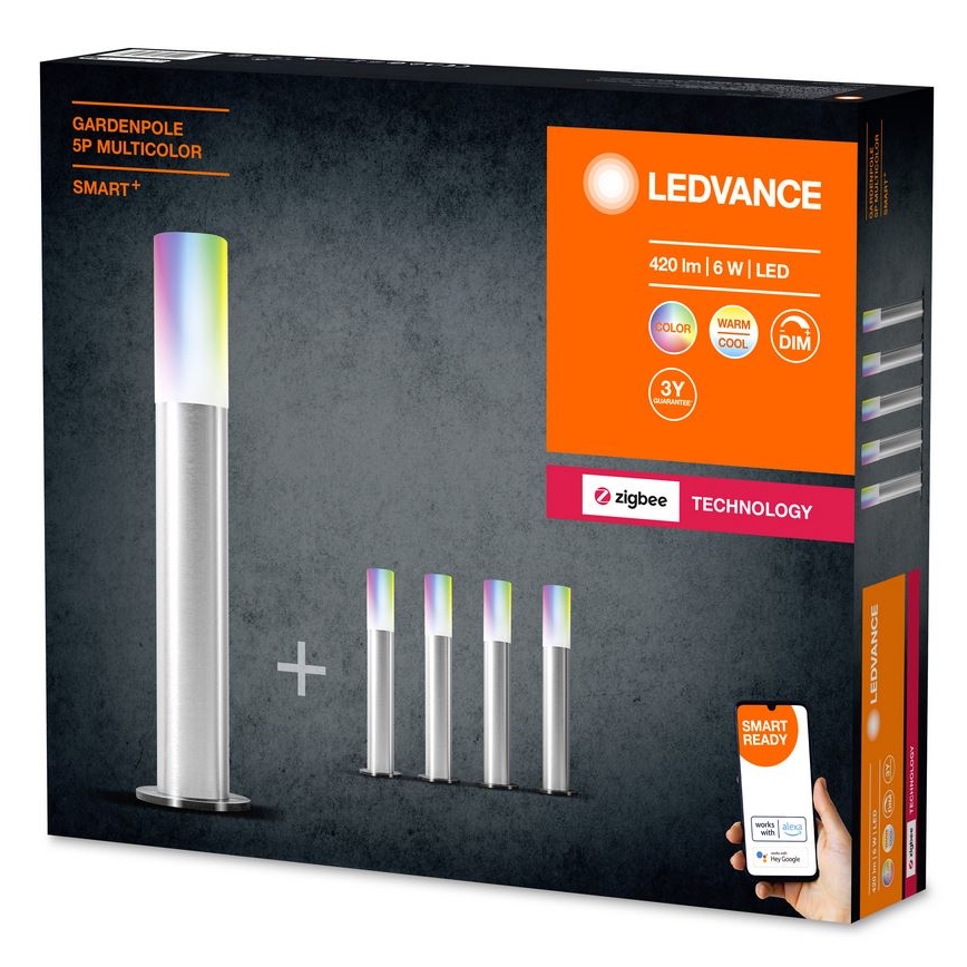 Ledvance - SET 5x Dimmbare LED-RGBW-Außenleuchte SMART+ GARDENPOLE LED/6W/230V IP44