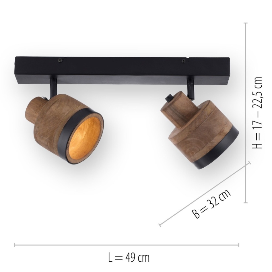 Leuchten Direkt 11466-18 - Strahler GABRIEL 2xE14/25W/230V Mangobaum