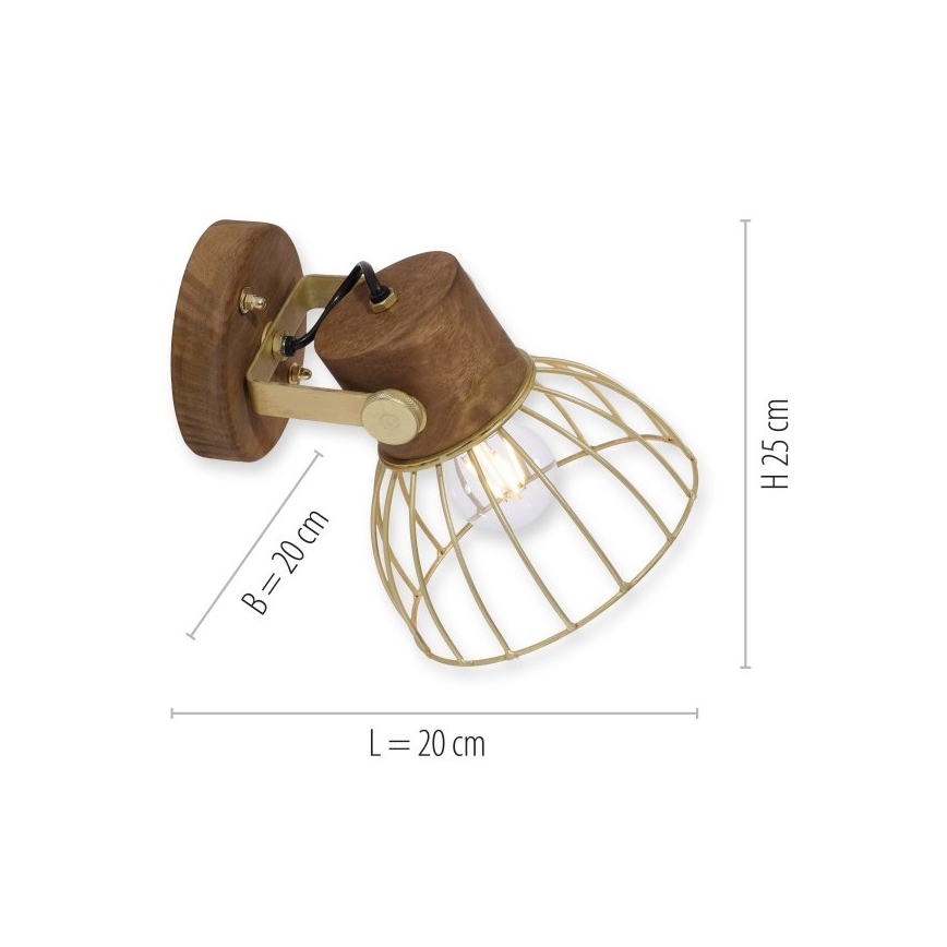 Leuchten Direkt 11486-60 - Wandstrahler ALAMI 1xE27/25W/230V Mangobaum