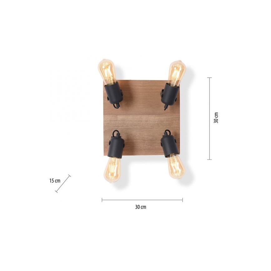 Leuchten Direkt 15634-18 - Strahler CANOP 4xE27/60W/230V Akazie