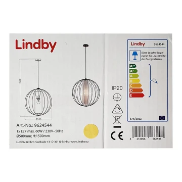 Lindby - Hängeleuchte an Schnur KORIKO 1xE27/60W/230V