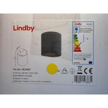 Lindby - LED-Wandbeleuchtung EDVIN 1xG9/3W/230V Beton