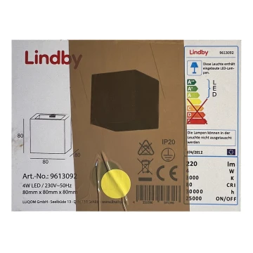 Lindby - LED-Wandbeleuchtung QUASO LED/4W/230V Beton