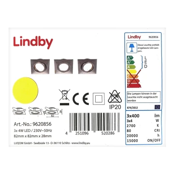 Lindby - SET 3x LED-Einbauleuchte ANDREJ LED/4W/230V