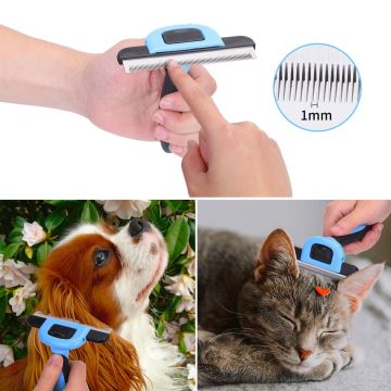 Nobleza - Bürste für Hunde und Katzen blau 10,5 cm