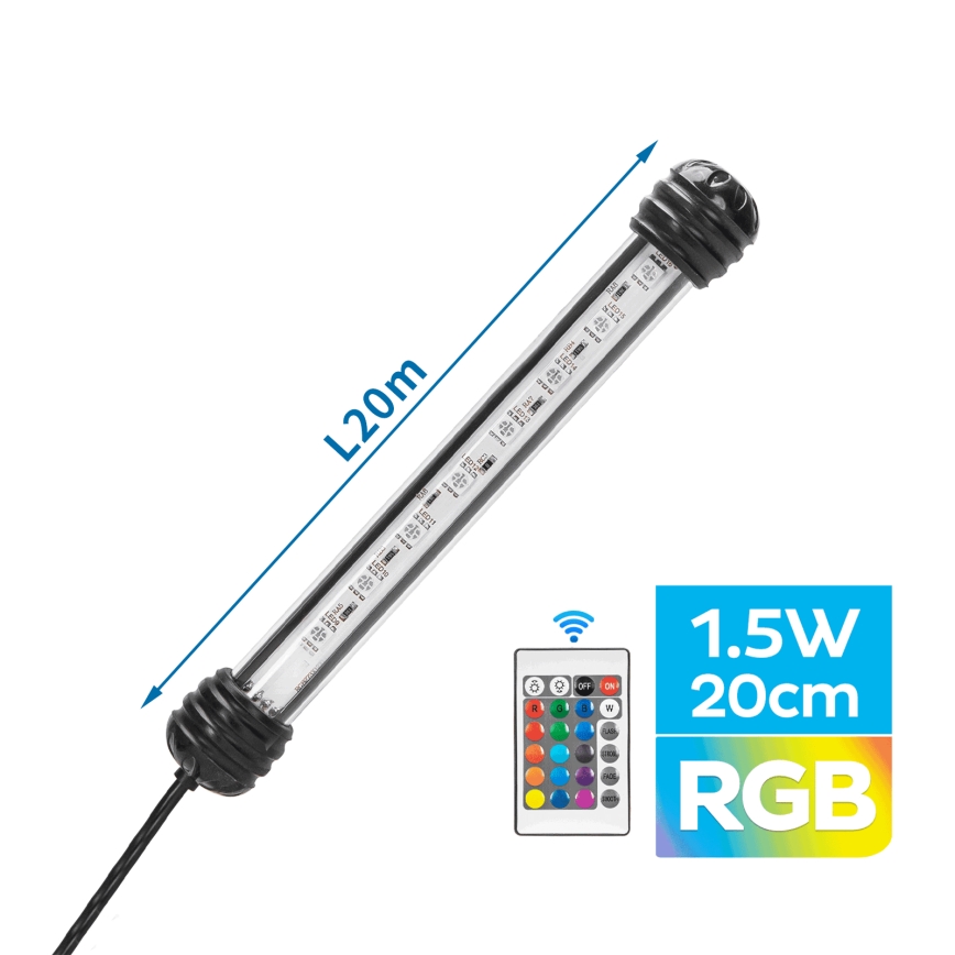 Nobleza - LED-RGB-Aquariumsbeleuchtung LED/1,5W/230V IPX7 + Fernbedienung